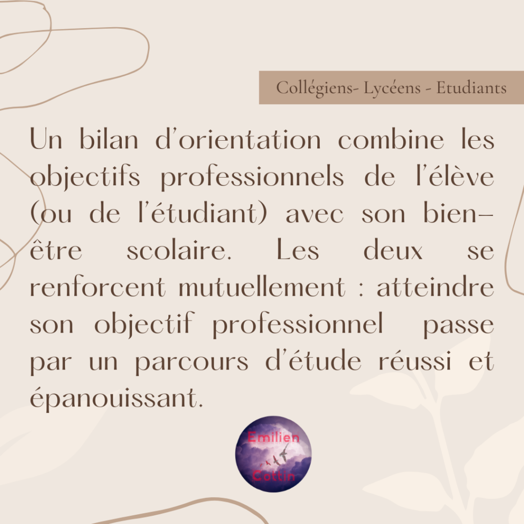 Bilan d'orientation allie objectifs professionnels et bien-être scolaire